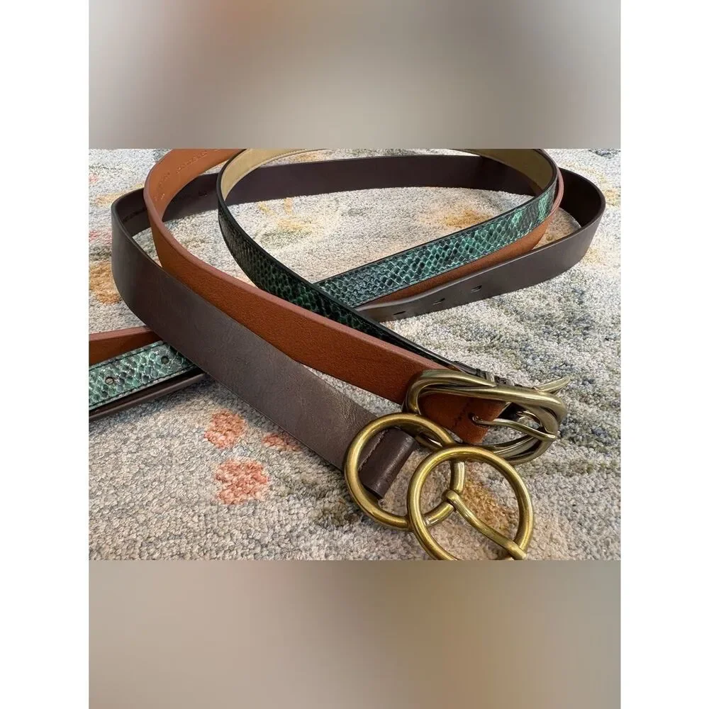 Banana Republic and Talbots Size Large Lot of 3 Synthetic Leather Belts
